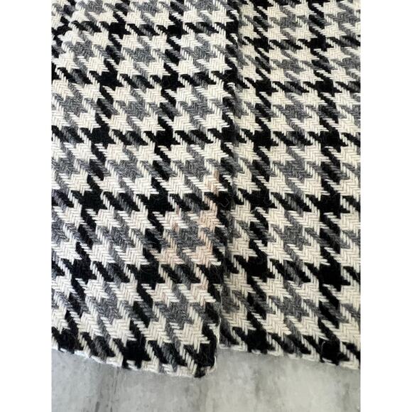 Vintage Houndstooth Check Coat Fully Lined Collar Dress Knee Length Handmade - Picture 8 of 14